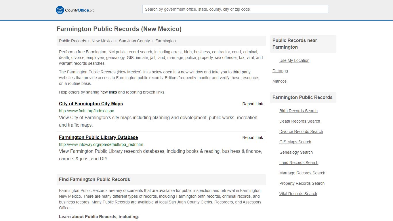 Public Records - Farmington, NM (Business, Criminal, GIS ...